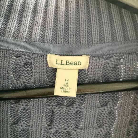 LL Bean Baby Blue zip up cable knit sweater - Picture 2 of 6